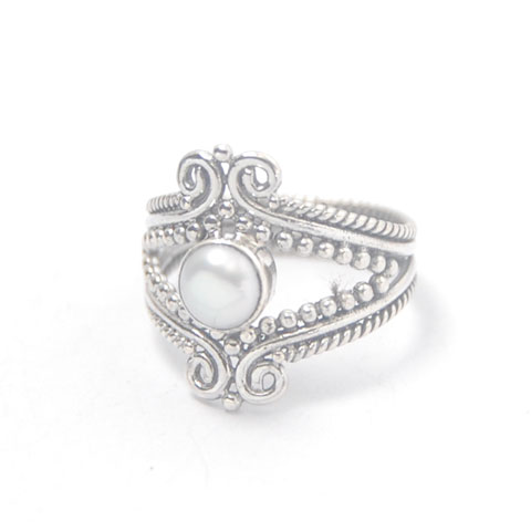 Bali silver ring pearl