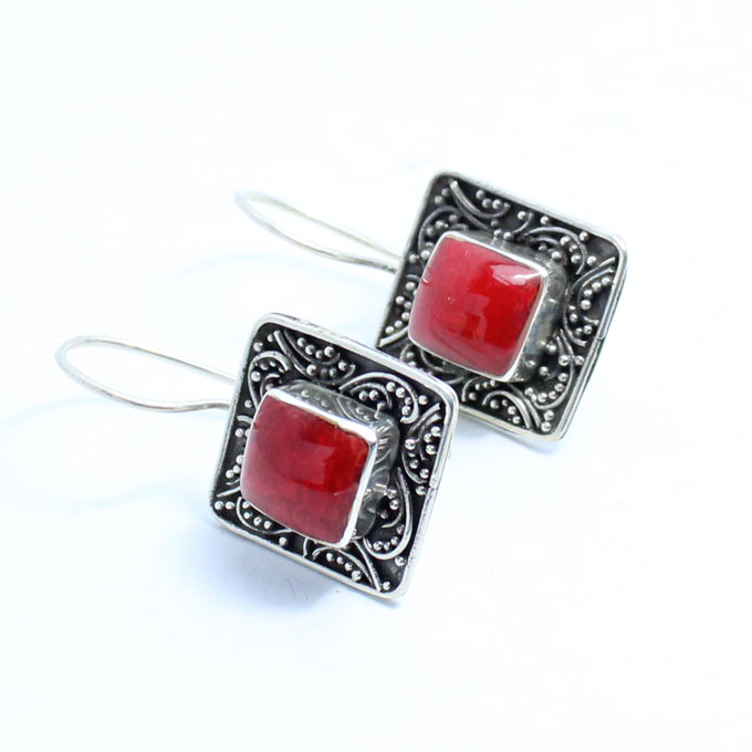 red coral earring